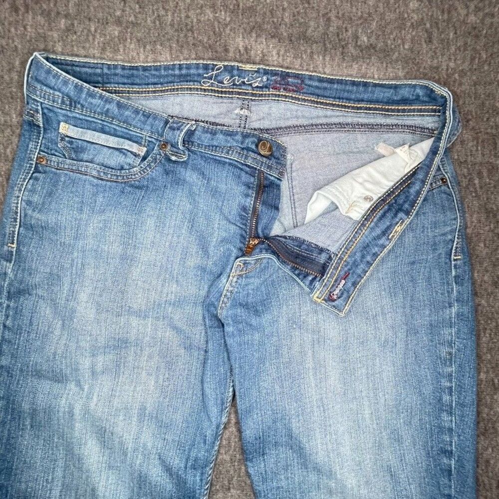 Levis Capri Pant Denim Jeans Cuffed Regular Wash sz 32 Curve Beltloop accents - Picture 5 of 13
